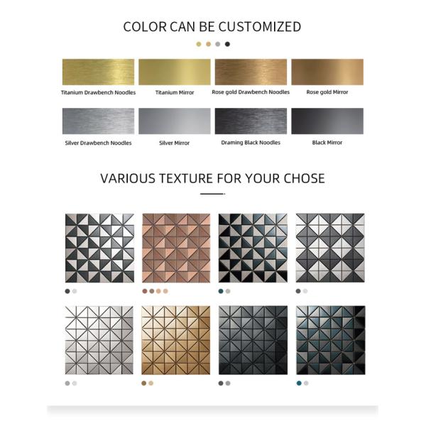 Декоративные панели для стены Линия волос Окончание PVD Золотая мозаичная плитка из нержавеющей стали