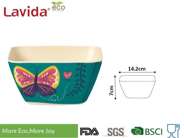 Unbreakable Bamboo Cereal Bowls Eco - Friendly Garden Butterfly Printing Diverse Styles