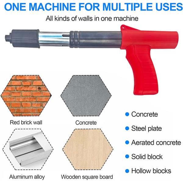 Max Nail Length 1 1/2IN Low Noise Manual Concrete Nail Gun Cartridge Mini Ceiling Tool