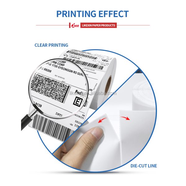 Pressure Sensitive Glassine Thermal Label Roll / Fanfold White / Yellow / Blue