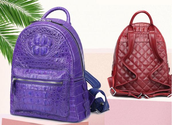 Custom logo crocodile skin bag backpack for ladies