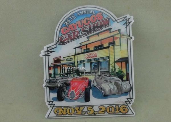 Brass Stamped Soft Magnet Fridge Souvenir Badge , Customized Metal Car Emblem