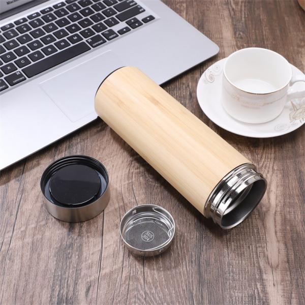 Tablette de voyage en bambou isolée avec filtre à infuser Manche pour le café chaud ou le thé froid Set cadeau de tasse de café en acier inoxydable pour les amateurs de thé Maintient les boissons chaudes plus longtemps
