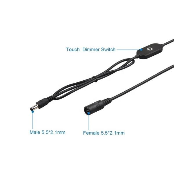 Commutateur de diminution de luminosité, mâle à femelle, câble d'extension CC de 5,5x2,1 mm pour lampes à bande LED