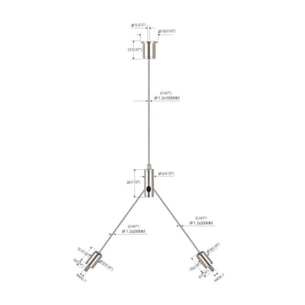 High Bay Light Fork Hanging Kit , Brass Nickel Plated Wire Suspension Kit YW-86023