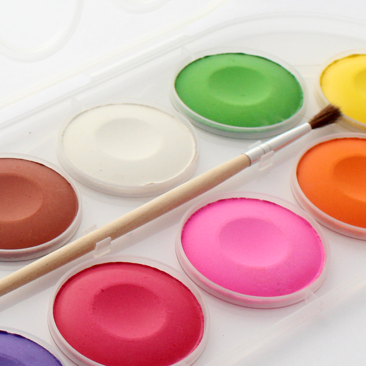 Custemized colourful jumbo watercolor cakes with wood art brush
