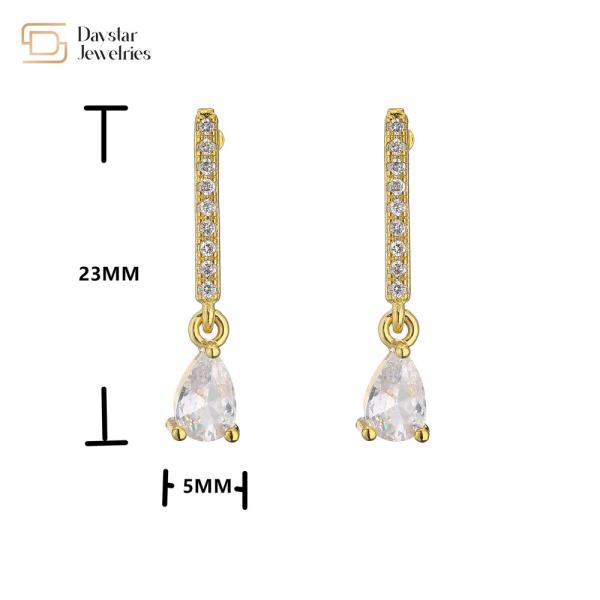 Colored Water Drop Diamond Zircon Crystal Pendant Stud Earrings 18k Gold Plated