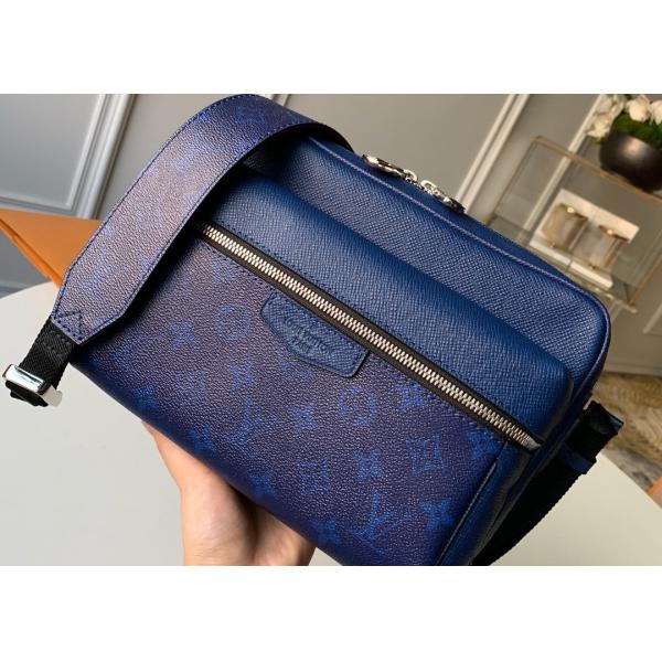 Black Square Taiga Leather Message Luxury Cross Body Bag Single Shoulder