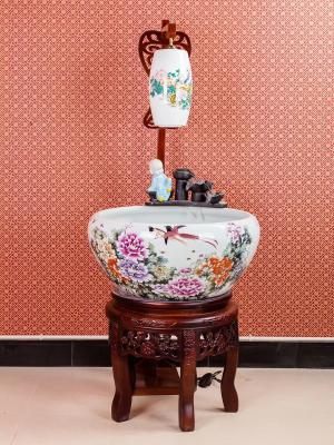 Bacia home dos peixes do GV Koi da decoração com teste padrão da peônia