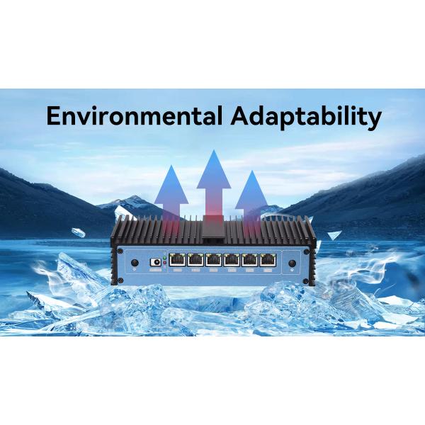 Intel 3865U Celeron Mini PC Router With Eight Ethernet DDR4 16GB RAM Fanless Cooling