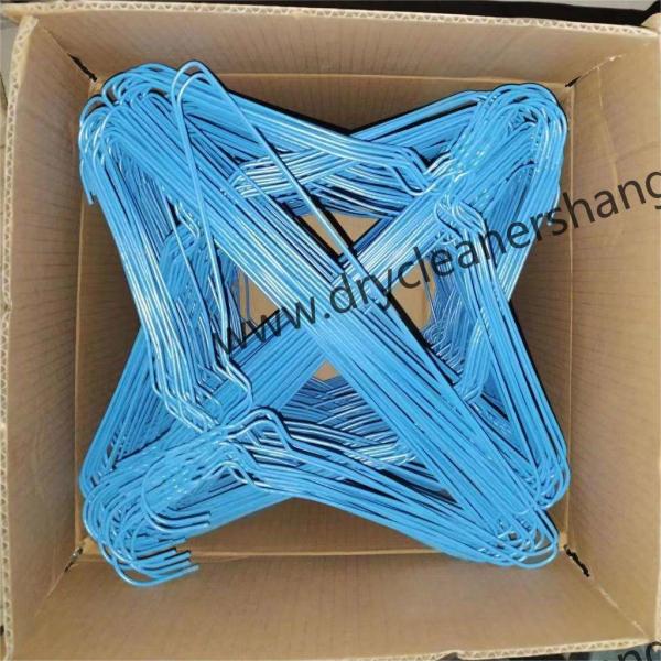 Disposable 16 Inch Plastic Coated Wire Hanger Blue Color Customized Diameter