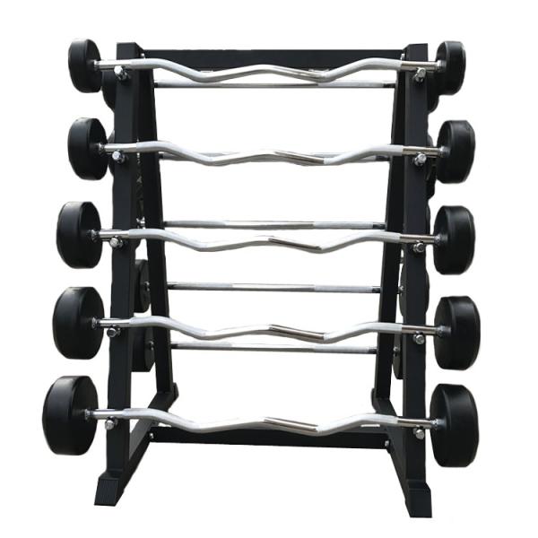 Body Building Fixed Rubber Coated Head Curl Weightlifting Straight Barbell Customized