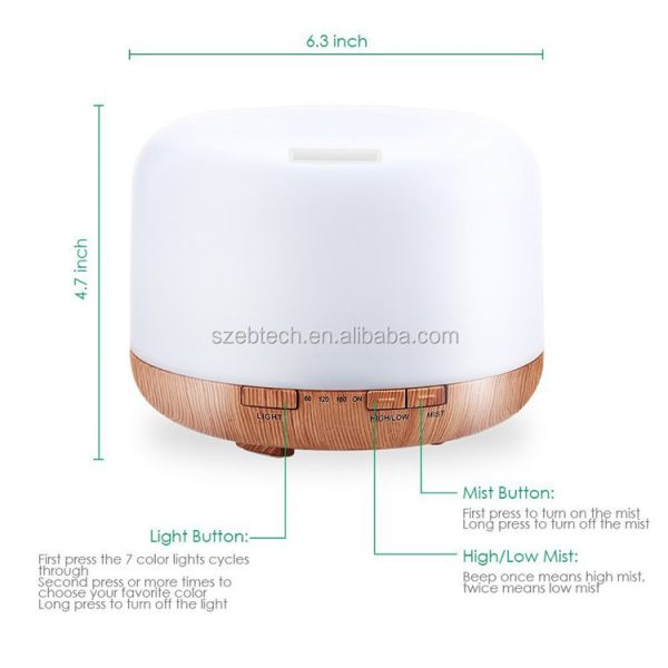 500ml Smart Humidifier Large Room Aromatherapy Essential Oil Diffuser with Remote Control for Bedroom