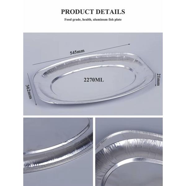 990/1400/2270ml Pâtisserie à griller pour poisson d'Inde Plateau en feuille d'aluminium ovale jetable Pâtisserie peu profonde Contenant de poisson rôti