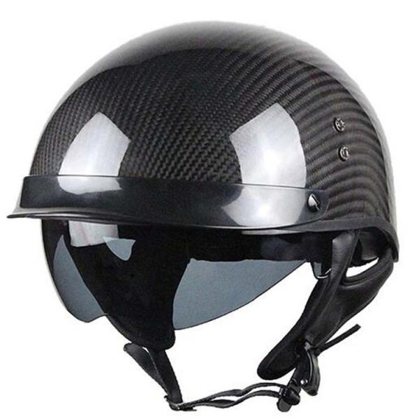 M.L.XL.XXL Black Carbon Fiber Motorcycle Helmet Half Face DOT ECE Certification Custom