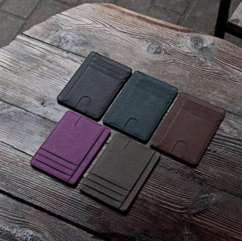 Custom Size Leather Business Card Case Carbon Fiber Blocking Coin And Card Holder