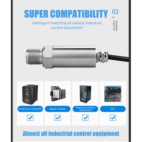 Liquid Small Pressure Sensor Transmitter 4-20mA 304 Stainless Steel Precision ±0.5%FS