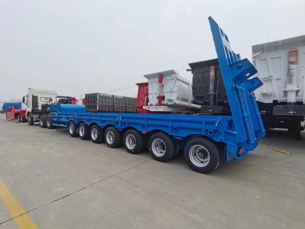 High Strenth Lowboy Semi Trailer 60 80 100 Tons with ABS Anti-lock Braking System and 7 Axles