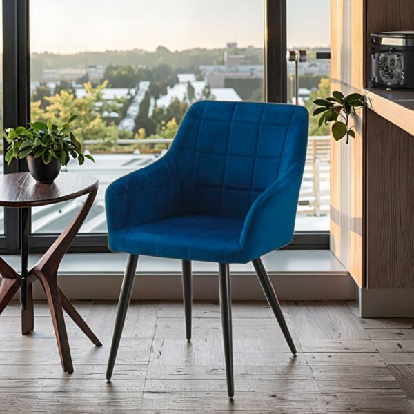 Modern Comfortable Ergonomic Eco-Friendly European Modern Dining Room High Back Velvet Armchair Metal Legs for Home Bar Gym Use