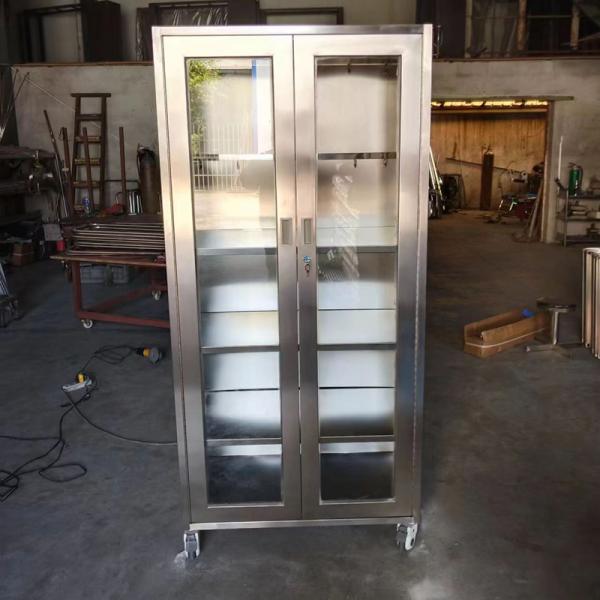 Gabinete médico móvil de acero inoxidable sobre ruedas para instrumentos y suministros