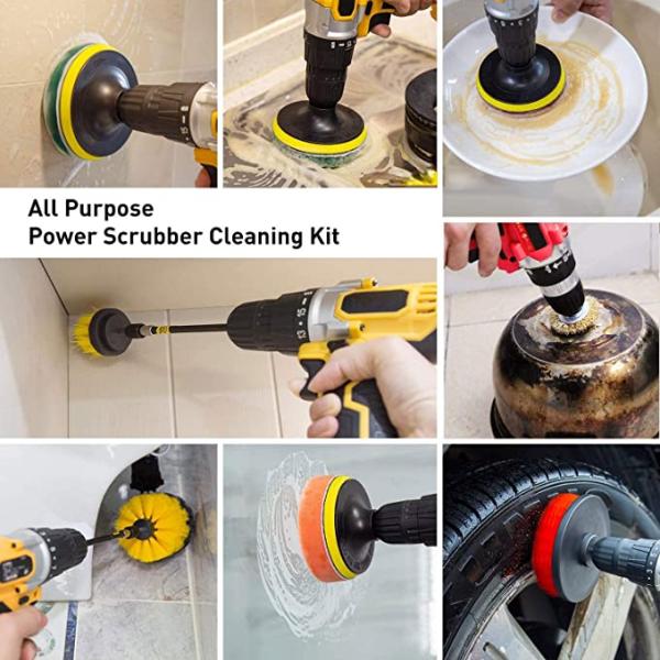 310g Car Detail Drill Brush Kit 88mm Outside Diameter Drill Scrubber Attachments