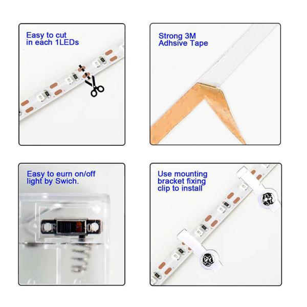 1 corte de placas elétricas flexíveis SMD2835 LED Strip Light 5V 120LEDs 8mm 3000K4000K6500K