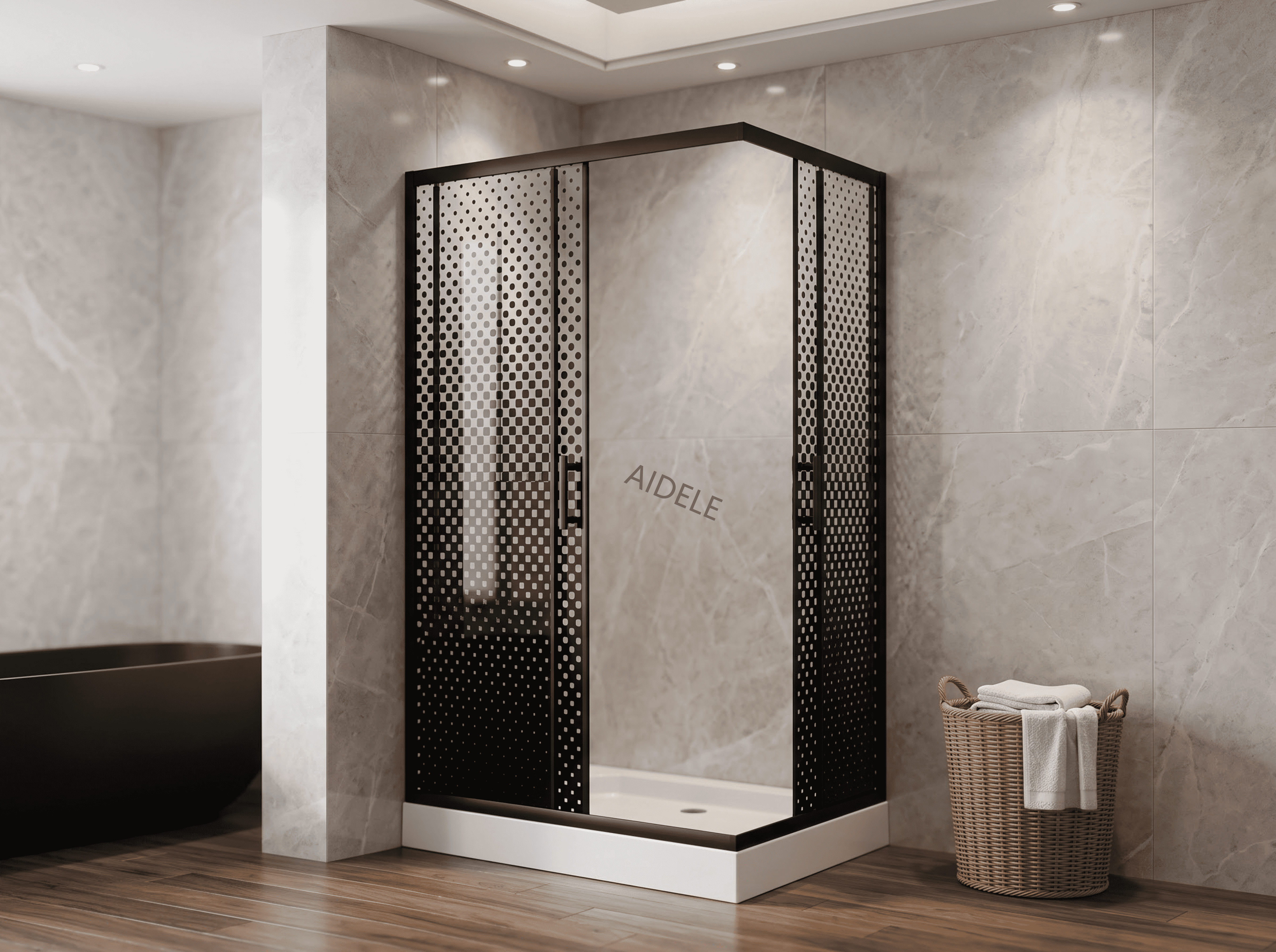Easy for Installation Stainless Steel Handle Shower Glass Enclosure Bathroom with Tray
