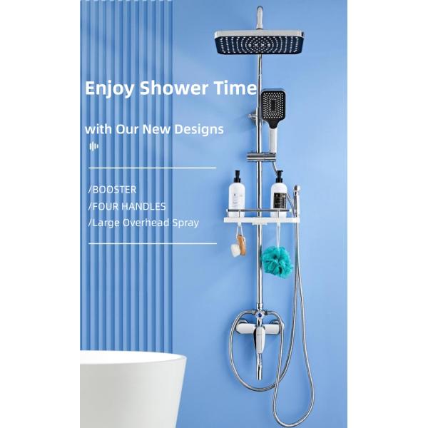 Height Adjustable Copper Shower Head Set