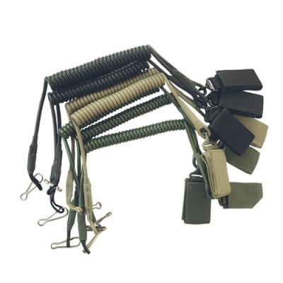 Elastic Universal Coiled Tactical Pistol Lanyard Secure Fall Protection