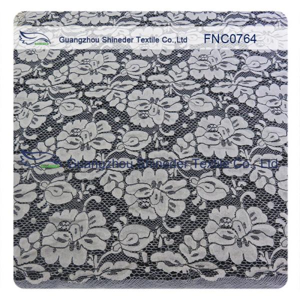 Women Garments Nylon Cotton Lace Fabric With Floral Panel 1.45 - 1.5m Width