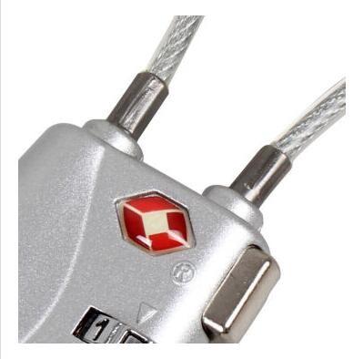 Cable zinc alloy TSA travel lock& Fashion Design  silvery Tsa Luggage Lock& 63g Tsa Bag Number Lock