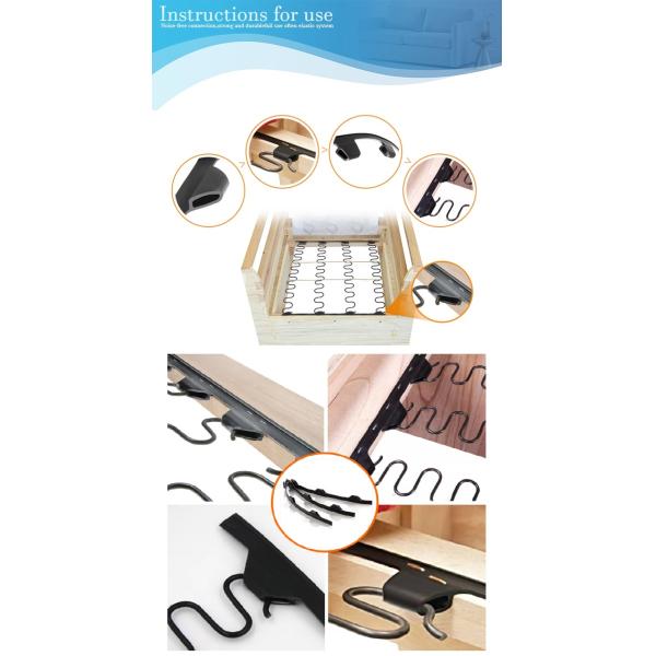 200m/Roll Plastic Clip Strip for Zigzag Springs with Nylon/PP Material and 10cm/12cm/15cm Knot Distance