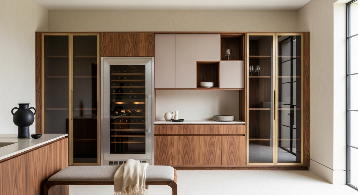 Walnut Grain Climate-Controlled Wine & Pantry Vault in 304 Stainless Steel