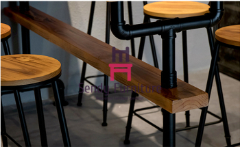 Основание дизайна трубки таблиц ресторан бара верхней части твердой древесины с Фоотрест Комфотабле