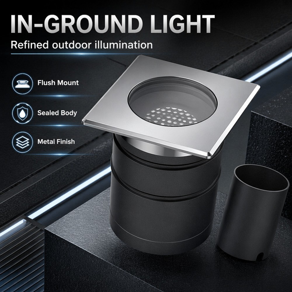 MA80 Recessed Underground Light 12W Square CREE COB LED Paver Accent Fixture IP68 Waterproof