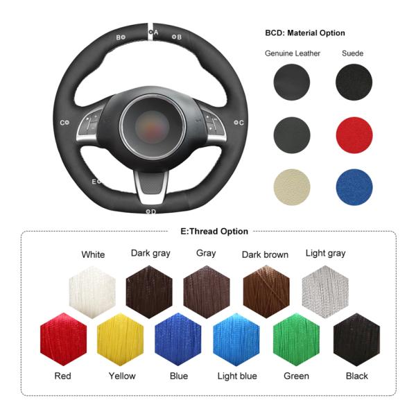 MEWANT Interior Car Accessories For Fiat Abarth 500 500C 595 595C Fiat 500 500C Luxury Steering Wheel Cover Suede For Cars
