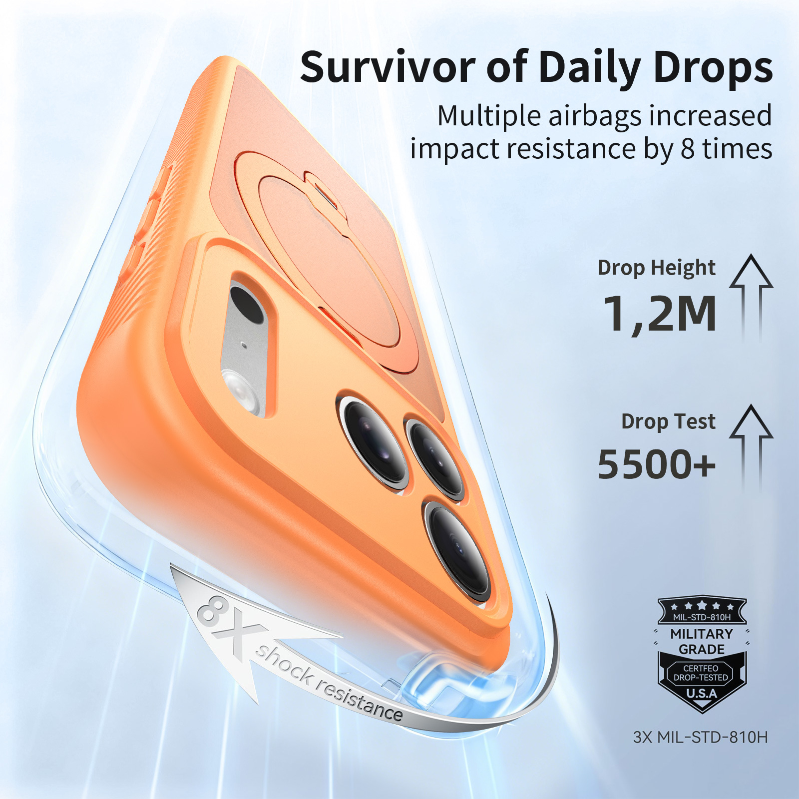 Laudtec TPU+PC Skin-Feel Magnetic Phone Protective Case for iPhone 15 16 17 18 Pro Max, 60° Rotatable 170° Fold Ring Kickstand