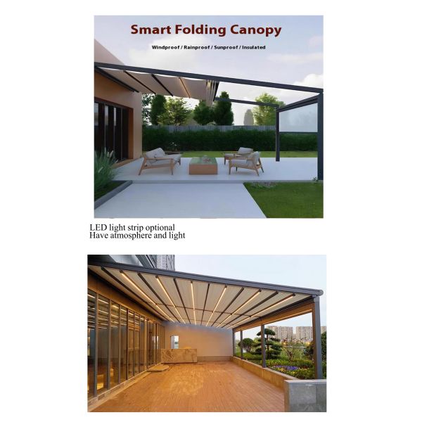 Waterproof Retractable Awning with Aluminum Frame Polyester Sail-Outdoor Patio Canopy 6m Projection Customizable Dimensions