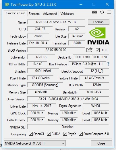 Игровая видеокарта GPU GTX750TI 2GB 128Bit GDDR5 Охлаждающий вентилятор для настольных ПК