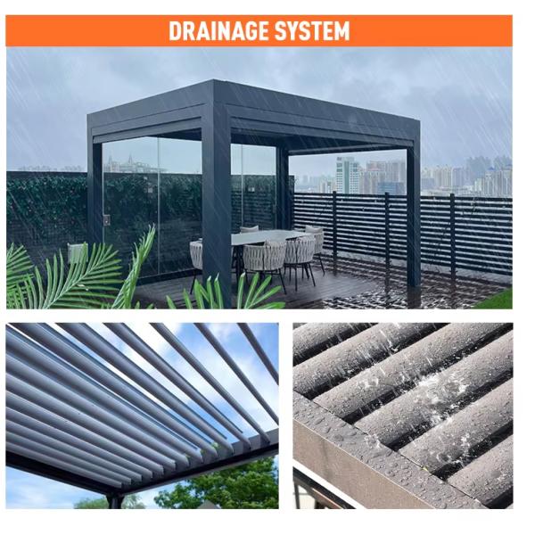 Small courtyard garden shutters with retractable awning