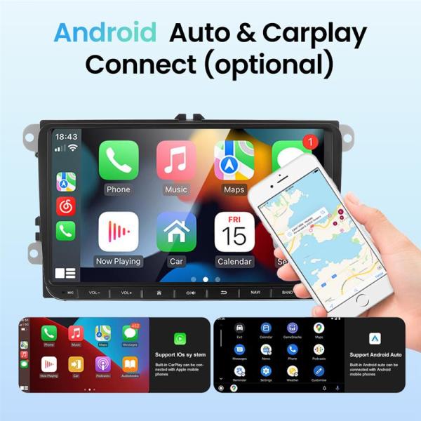 Volkswagen Golf Polo Tiguan Passat Skoda Octavia Carplay Auto с GPS и разрешением 1024 * 600