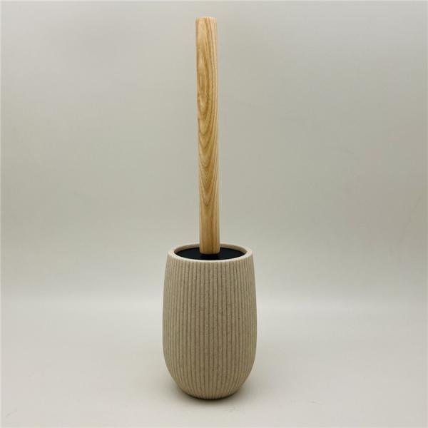 Beige Vertical Stripe Polyresin Bathroom Accessories Round Bathroom Tumbler Holder