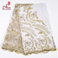 multi jarda de Mesh Embroidered Fabric By The do poliéster das cores