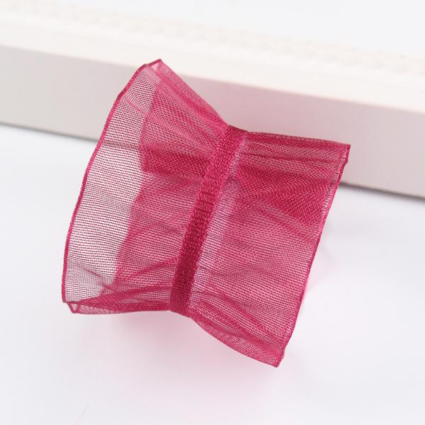 25mm de borda 38mm de rugas fita de organza de poliéster para faixa de cabelo DIY