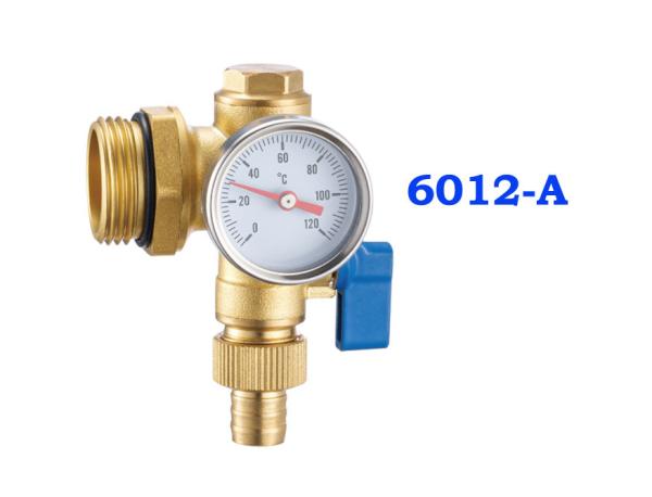 6011-A+6012-A Brass Manifold Parts Integrated Supply Air-vent G1/2 Nut Threaded Flushing Drain Valves w/ meter outlets