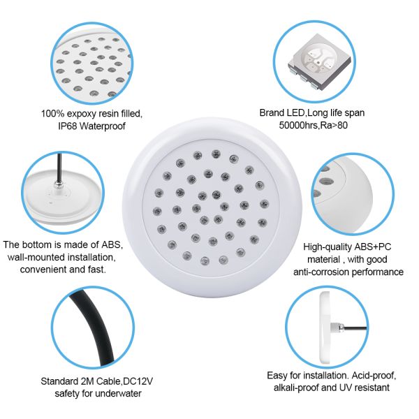 RGB Swimming Pool Light Ultra Thin Resin Filled SMD5050 DC12V Waterproof Remote Control Anti Salty Water