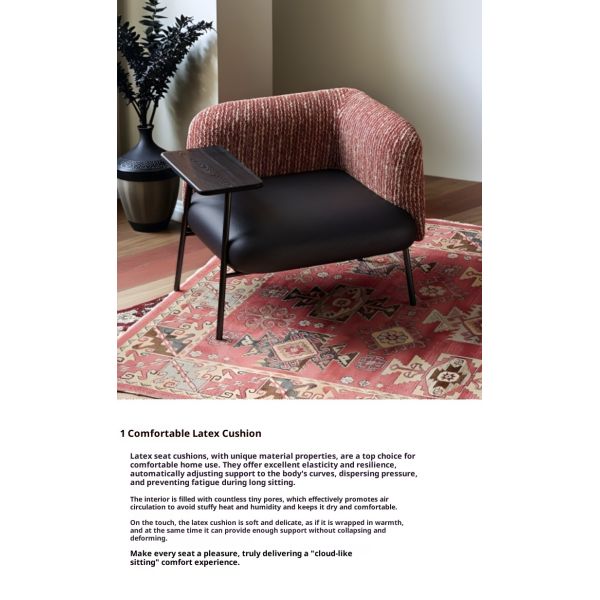 Nordic Single Office Negotiation Chair with Latex Cushion and Wooden Armchair Leisure Accent Chair for Meeting Living Room