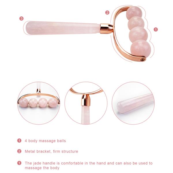 el rodillo de 200g 175*110m m Rose Quartz Full Body Jade minimiza la hinchazón