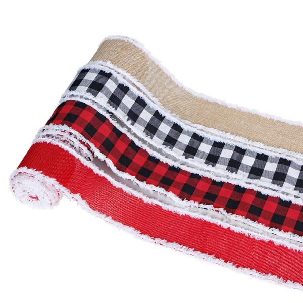 63mm Wired Edge Burlap Ribbon Ideal for DIY Christmas Crafts and Gift Wrapping Needs