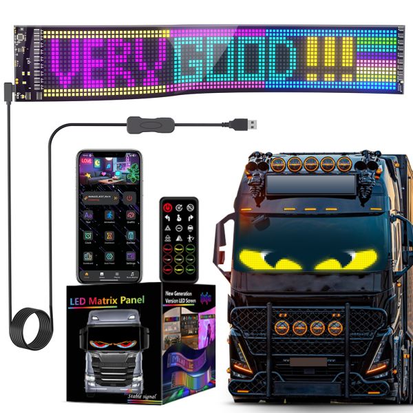 Scrolling Huge Bright Advertising LED Signs, 23.4''x4.7'' Flexible Custom USB 5V Bluetooth APP Control Text Pattern Animation Programmble LED Sign for Car Store Home Office Bar Hotel and school